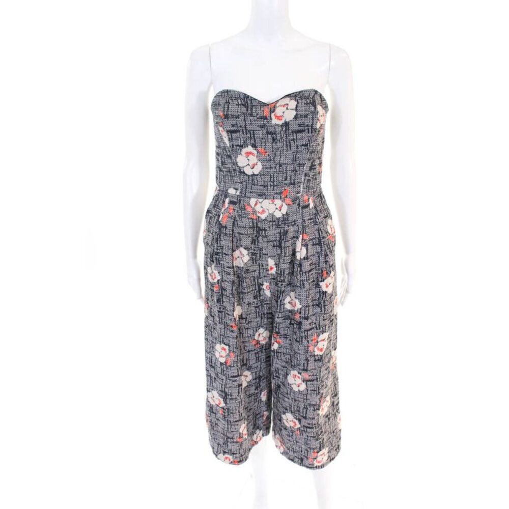 Corey Women Sweetheart Strapless Cherry Blossom Jumpsuit Cotton Size 4 10375539